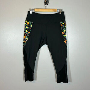 ZELOS Curvy Cropped Leggings Fruit and Mesh Details Women’s Size 1X